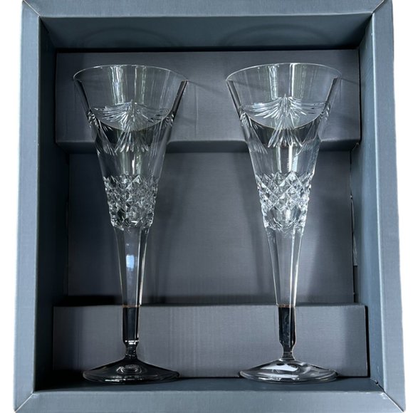 Vtg Waterford Crystal The Millennium Collection 2000 "Peace" Toasting Flutes (2) - Picture 10 of 10